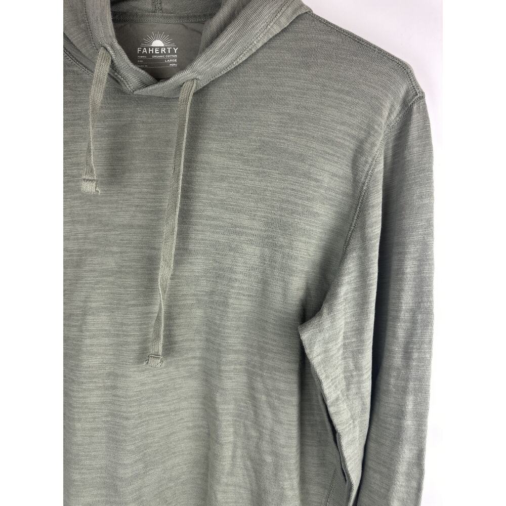 Faherty Sunwashed Slub Hoodie Trail Olive Green Organic Cotton Pullover Men's L - Picture 4 of 12